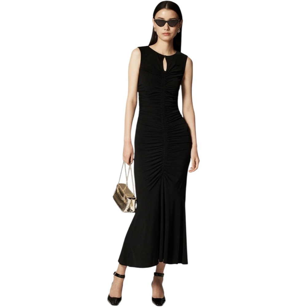 J Crew Ruched center-seam‎ dress in matte jersey Medium Black